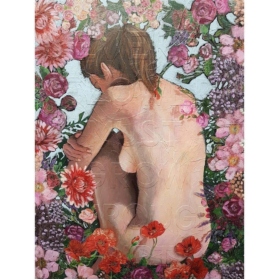 ELISE JUDD new work for 'The Flower Market' thematic exhibition at the gallery from the 1st - 21st of August. Works are beginning to arrive and are available for sale ! 
​
​'Every Flower Must Grow Through Dirt'
​61 x 46cm acrylic and collage on board $ 1,100.00
​
​
