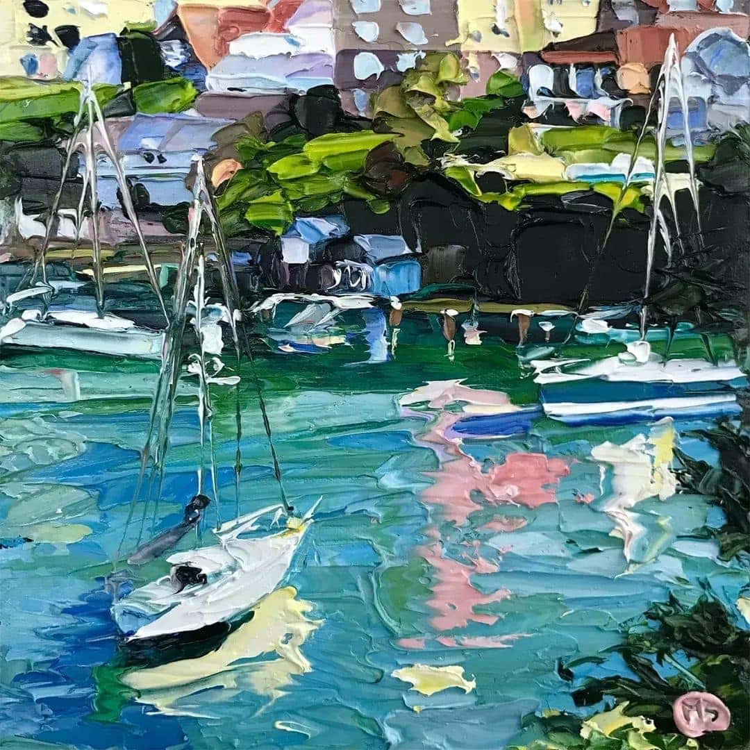 Dreaming of sunny Sydney days with MIRANDA SUMMERS new works inspired by scenes of Sydney ! 
​
​'Pink Pocket in Time' 20 x 20cm 	oil on canvas $640.00 
​
​​​​​