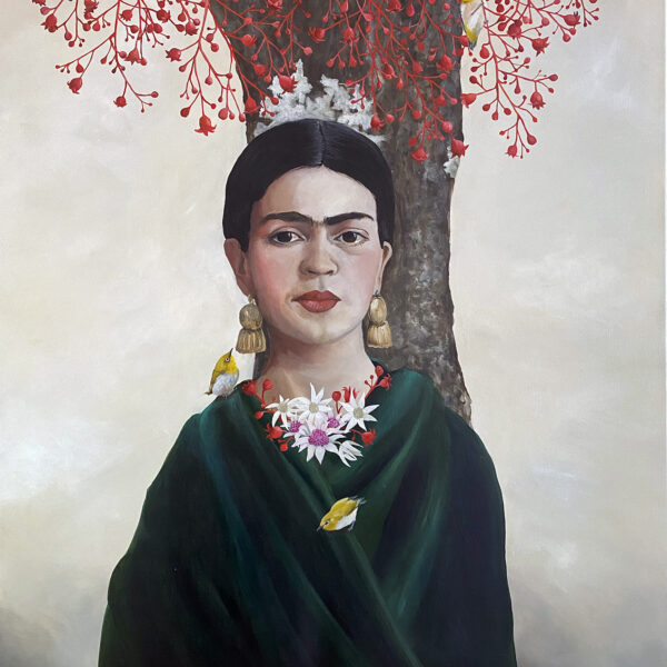 111. Frida and the Flame Tree 80 x 100cm acrylic on canvas 3200AUD