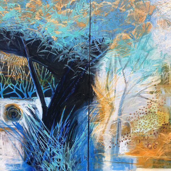 16. ASTRID DAHL Coal Loader diptych - 120 x 160cm acrylic, oil and mixed medis on canvas - 9,400.00AUD