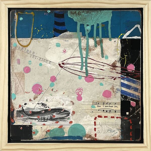 266. JOIE VILLENEUVE-Underwater - 34.5 x 34.5 x 5cm- mixed media on wood- 550.00AUD